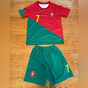 Portugal National Football kids Ronaldo jersey set Size 24 - US Size 4-5